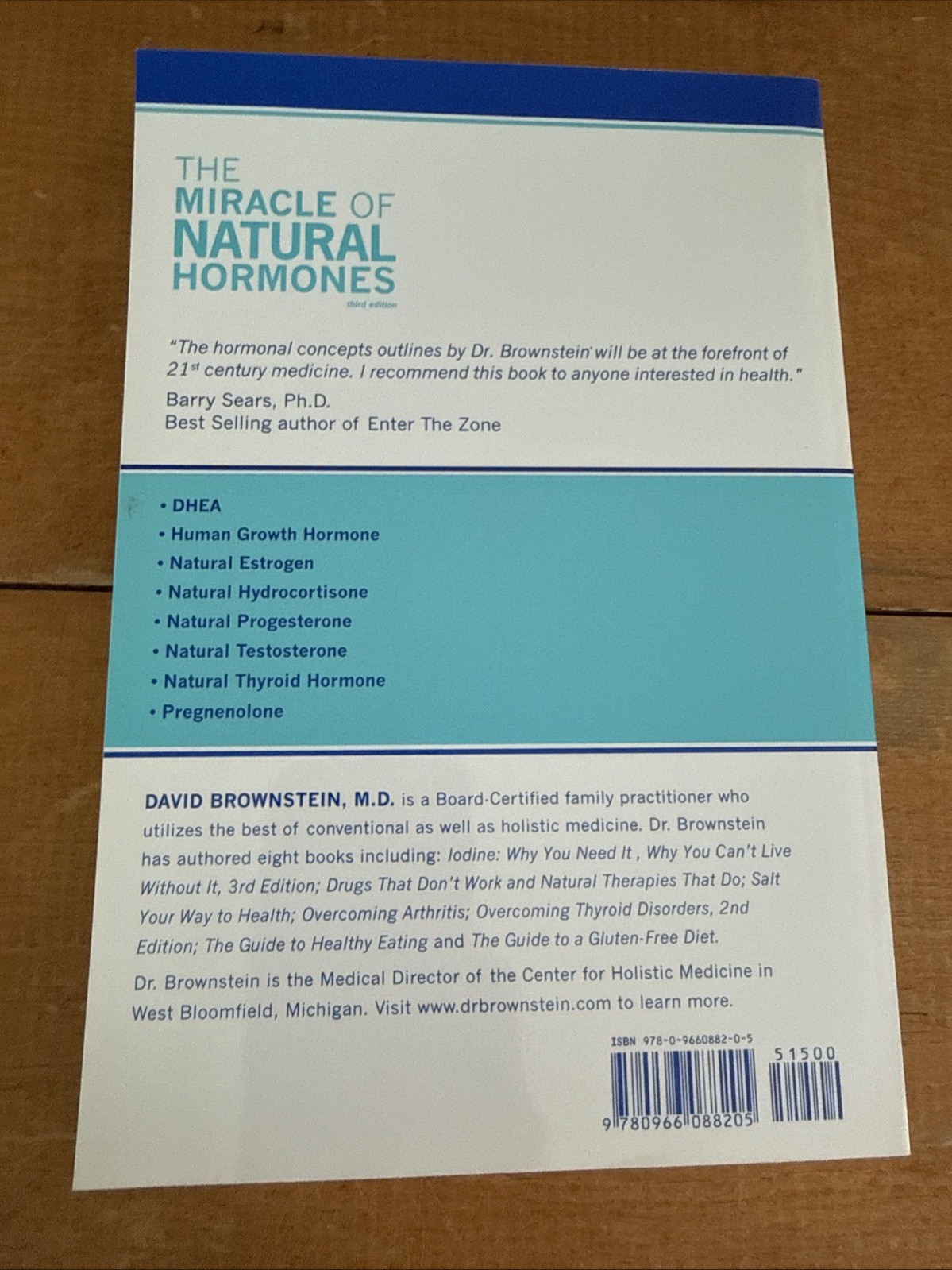 The Miracle of Natural Hormones 3rd Ed Paperback By David Brownstein MD 2003 NEW