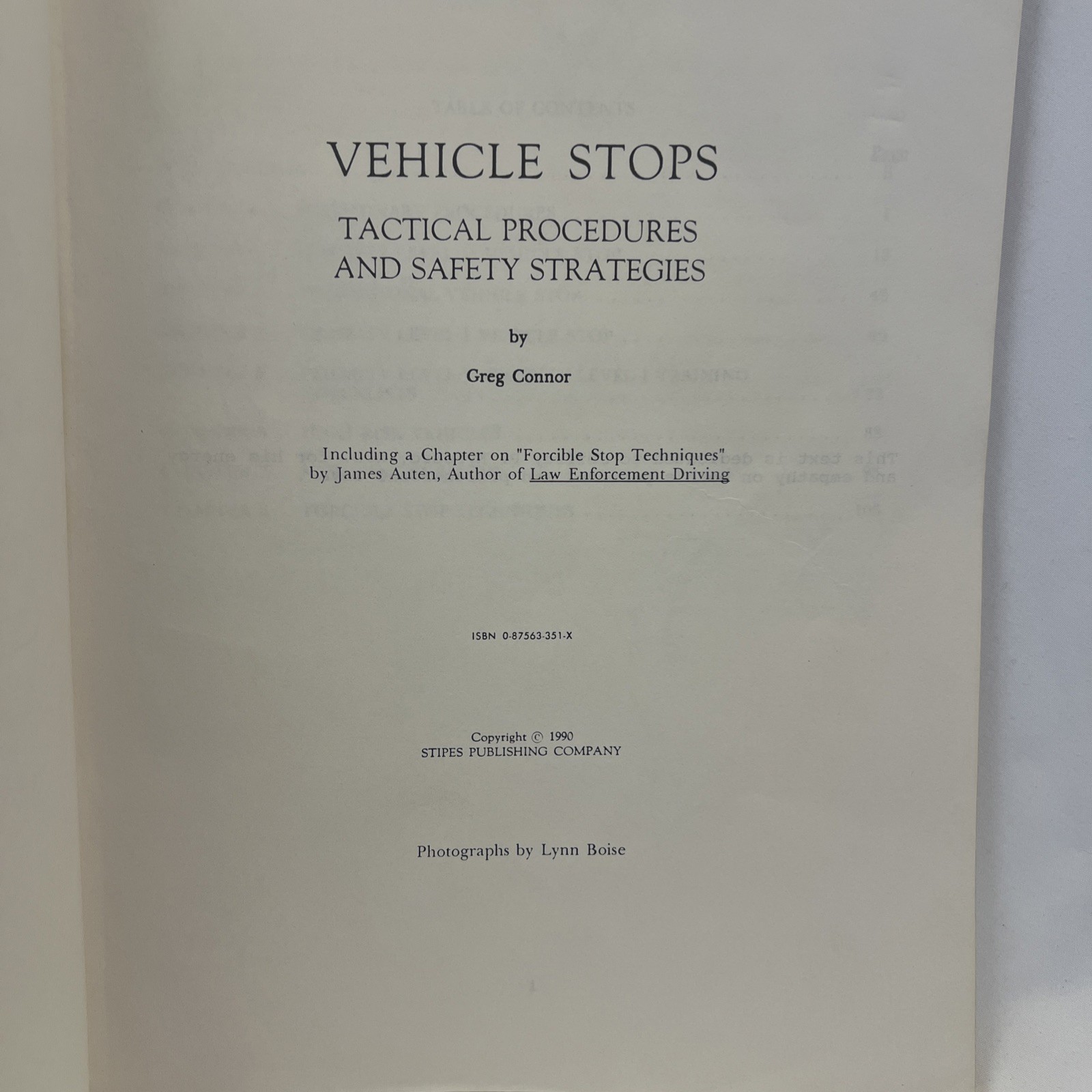 Vintage Vehicle Stops Tactical Procedures & Safety Strategies Book Greg Conner