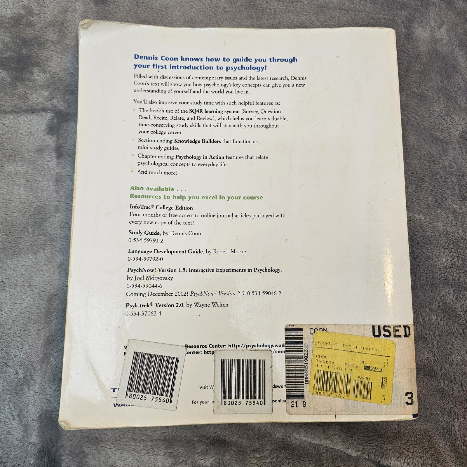 Essentials Of Psychology 9th Edition By Dennis Coon Paperback FLAWS