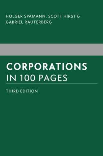 Corporations in 100 Pages – Paperback, by Spamann Holger; Hirst – Acceptable