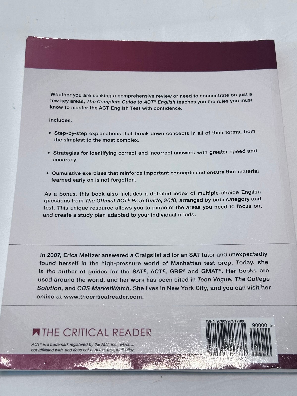 Complete Guide to ACT English, 3rd Edition by Erica L. Meltzer (2017, Trade…
