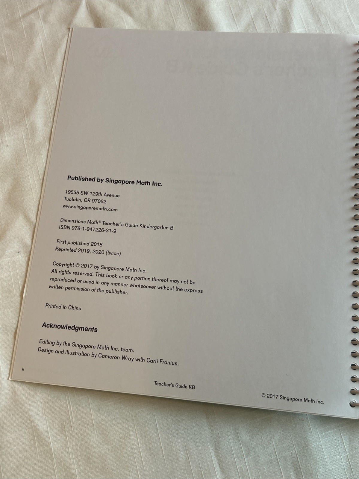 Dimensions Math Teacher’s Guide KB | Singapore Math Inc. [Spiral-bound] [Pap…