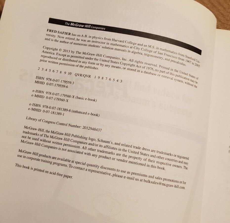 Schaum’s Outline Ser.: Schaum’s Outline of PreCalculus, 2nd Ed by Fred Safier…
