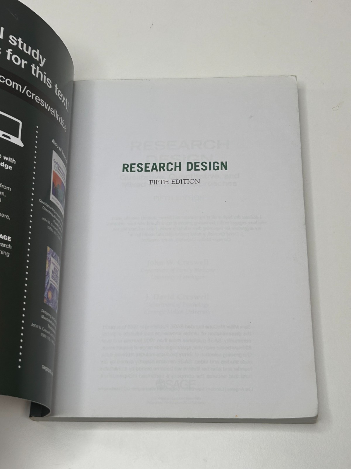 Research Design: Qualitative Quantitative & Mixed Method Approaches, 5th Ed.