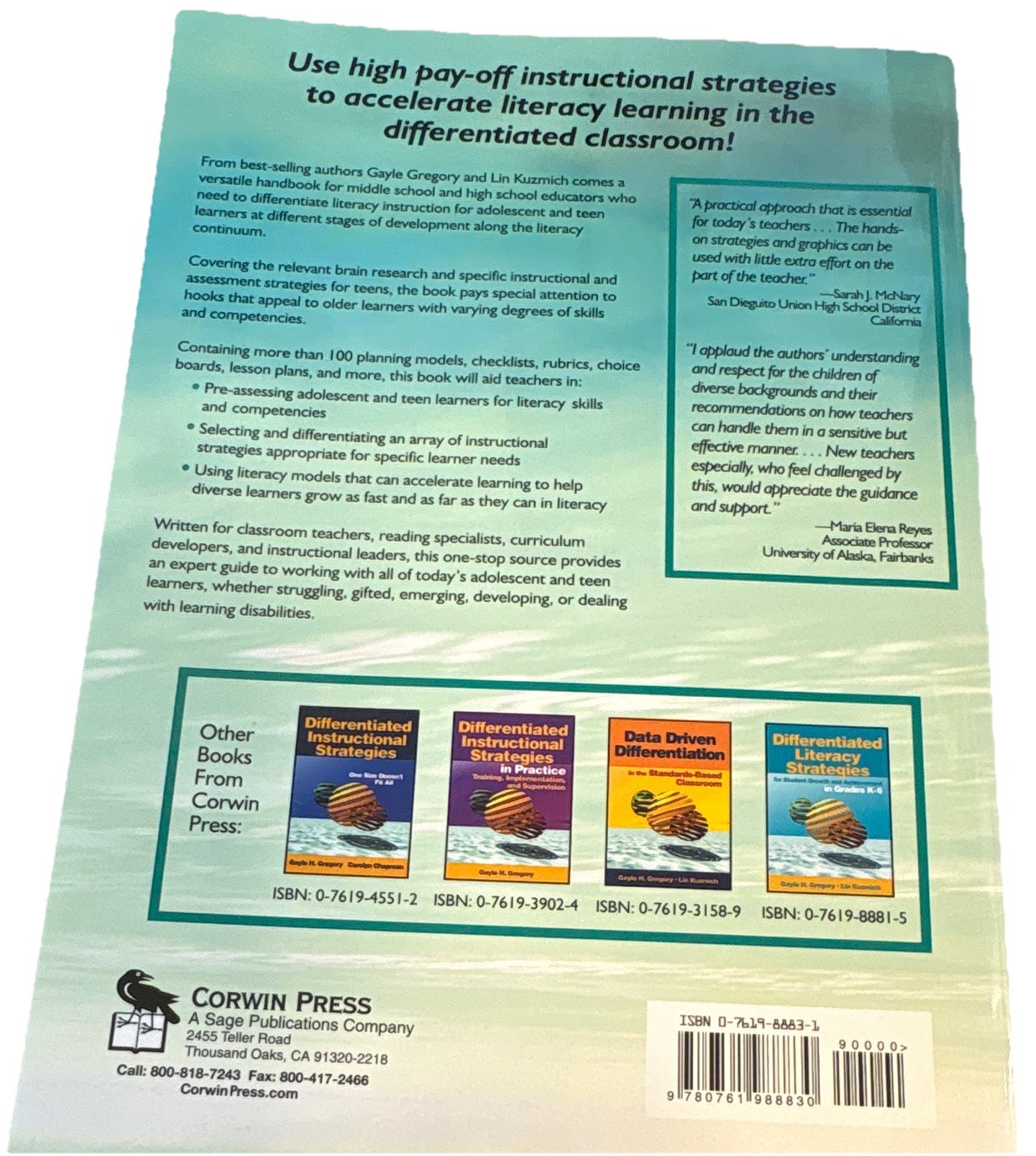 Corwin Press Differentiated Literacy Strategies Grades 7-12 Gregory Kuzmich