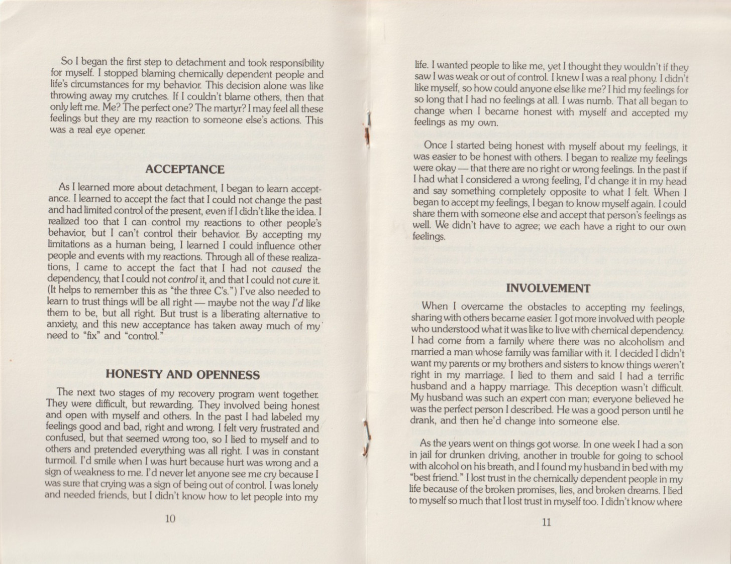 Detaching with Love by Carolyn W., 1984 Hazelden booklet, Alcoholics Anonymous