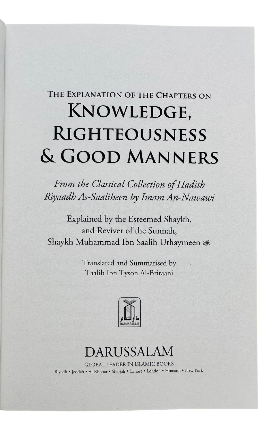 Explanation of Riyad-us-Saliheen, Explanation of Chapters on Knowledge