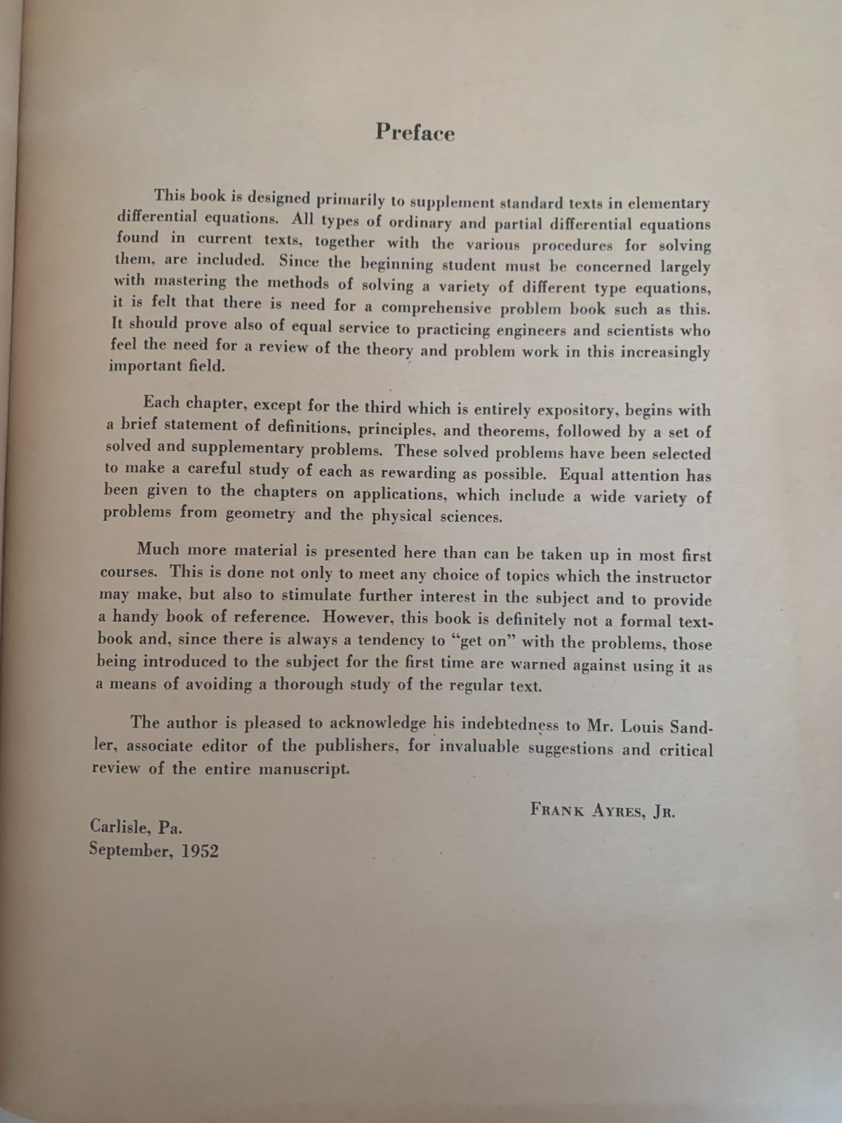 Schaum’s Outline Ser.: Differential Equations by Frank Ayres Jr. (1952, Trade…