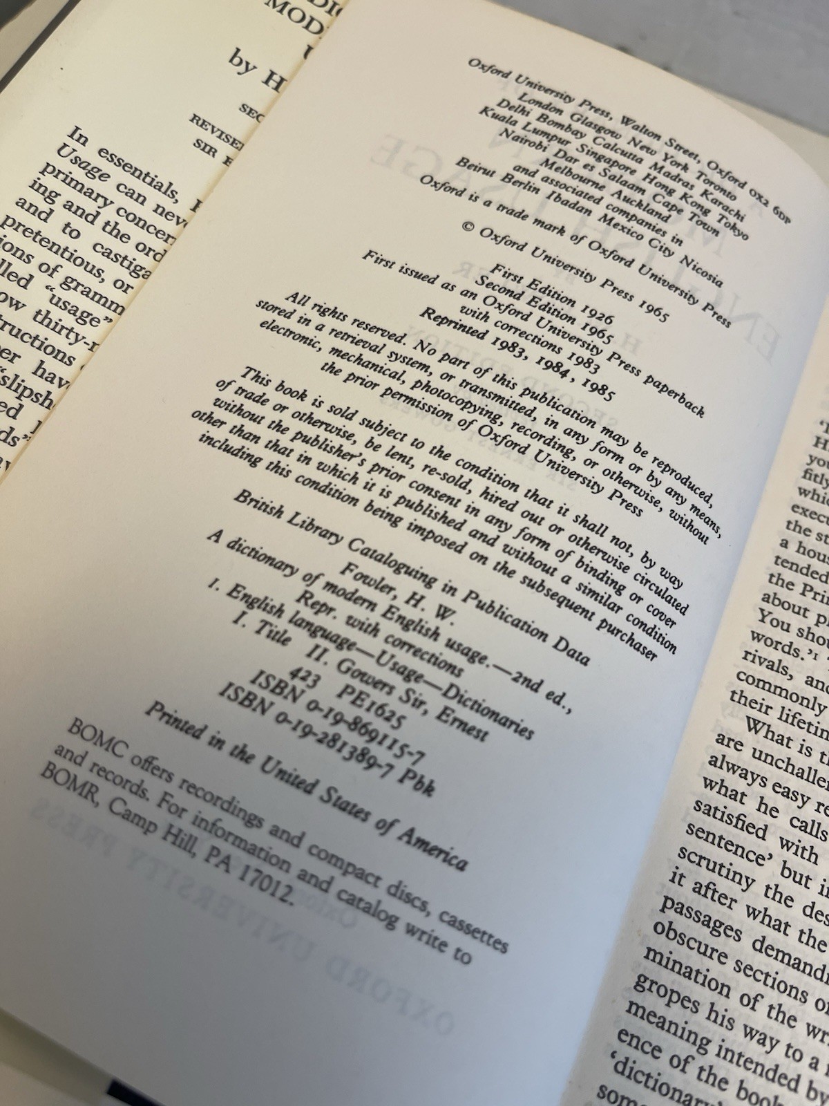 Dictionary of Modern English Usage by H. W. Fowler (1987, Hardcover Dust Jacket)