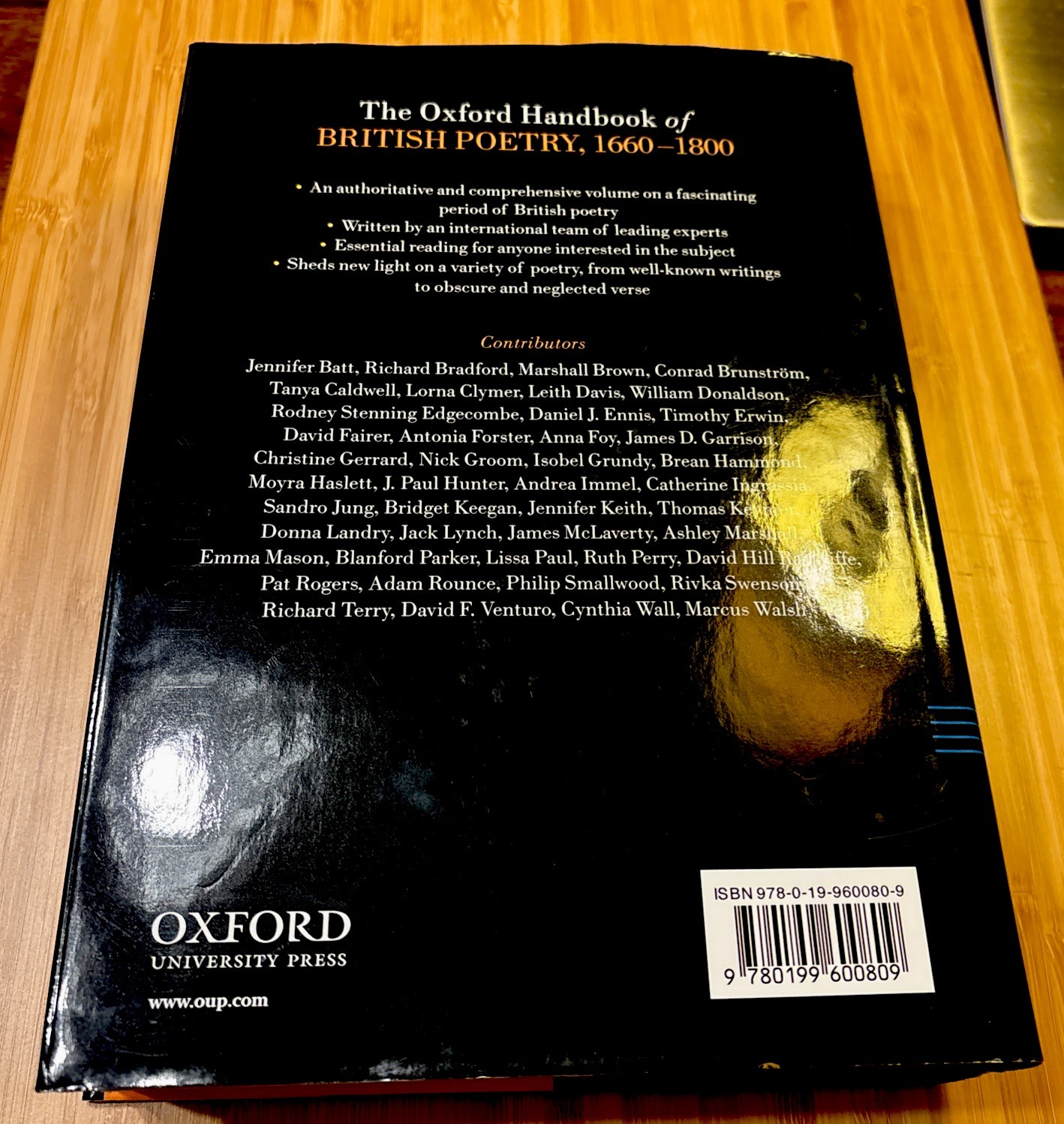 The Oxford Handbook of British Poetry, 1660-1800 by Jack Lynch (English) Hardcov