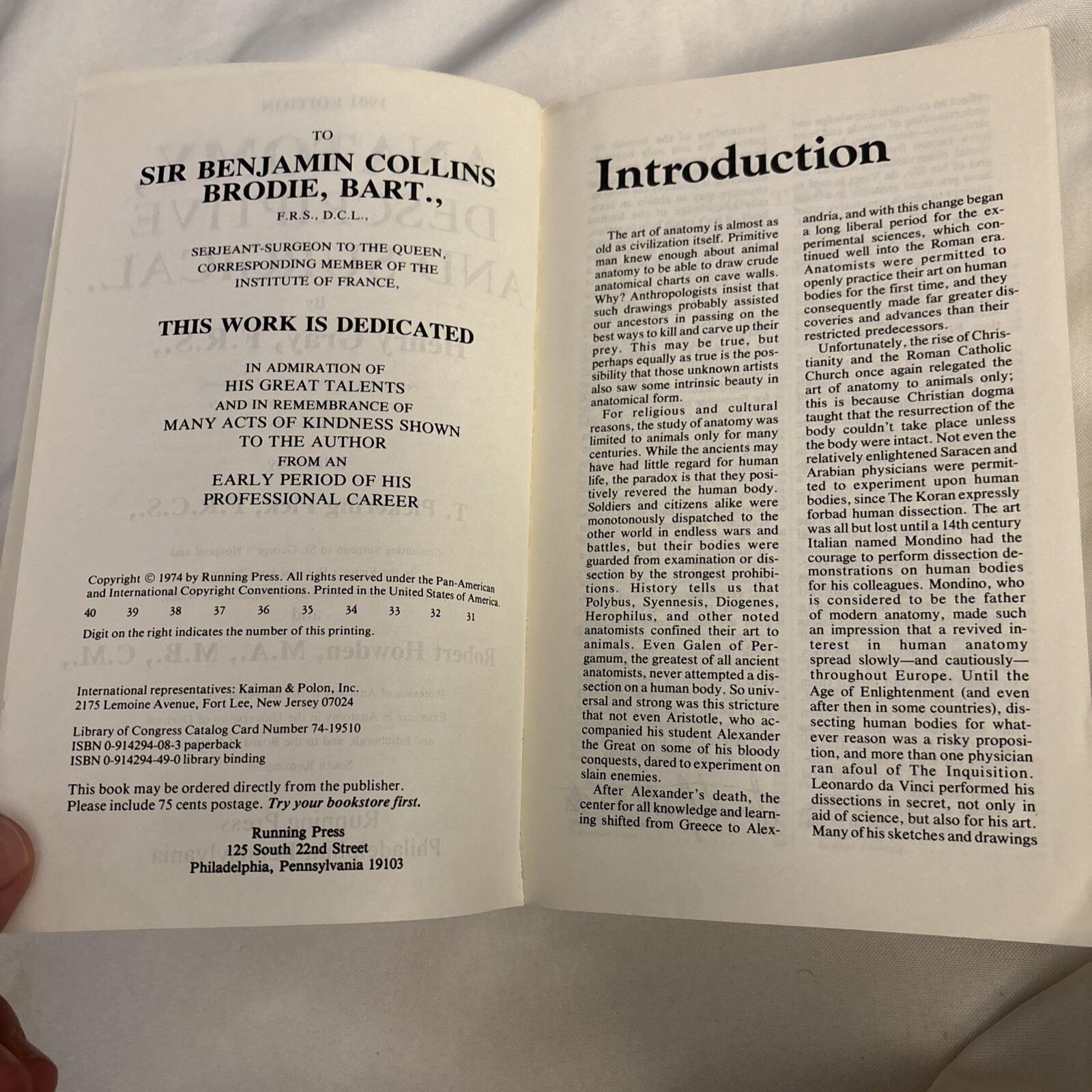 Grays Anatomy; the Unabridged Running Press Edition of the American Classic 1974