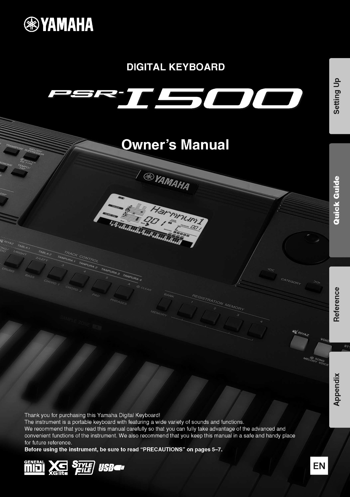 Yamaha PSR-I500 Instruction Manual: 88 Pages & Protective Covers!