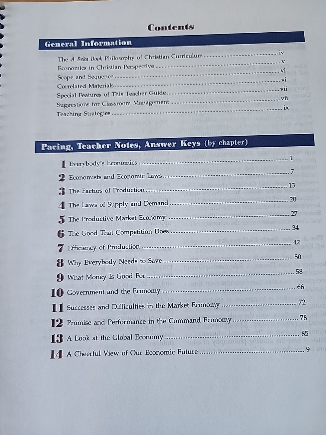 Abeka A Beka Book ECONOMICS Work & Prosperity TEACHER GUIDE Spiral 61271012