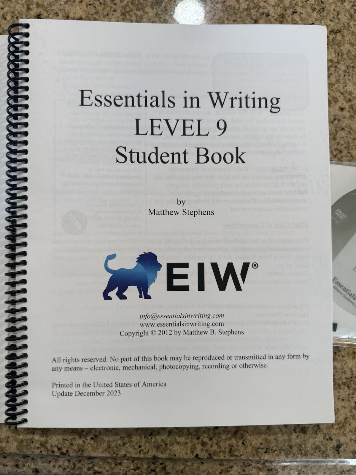 Essentials In Writing (EIW) Level 9