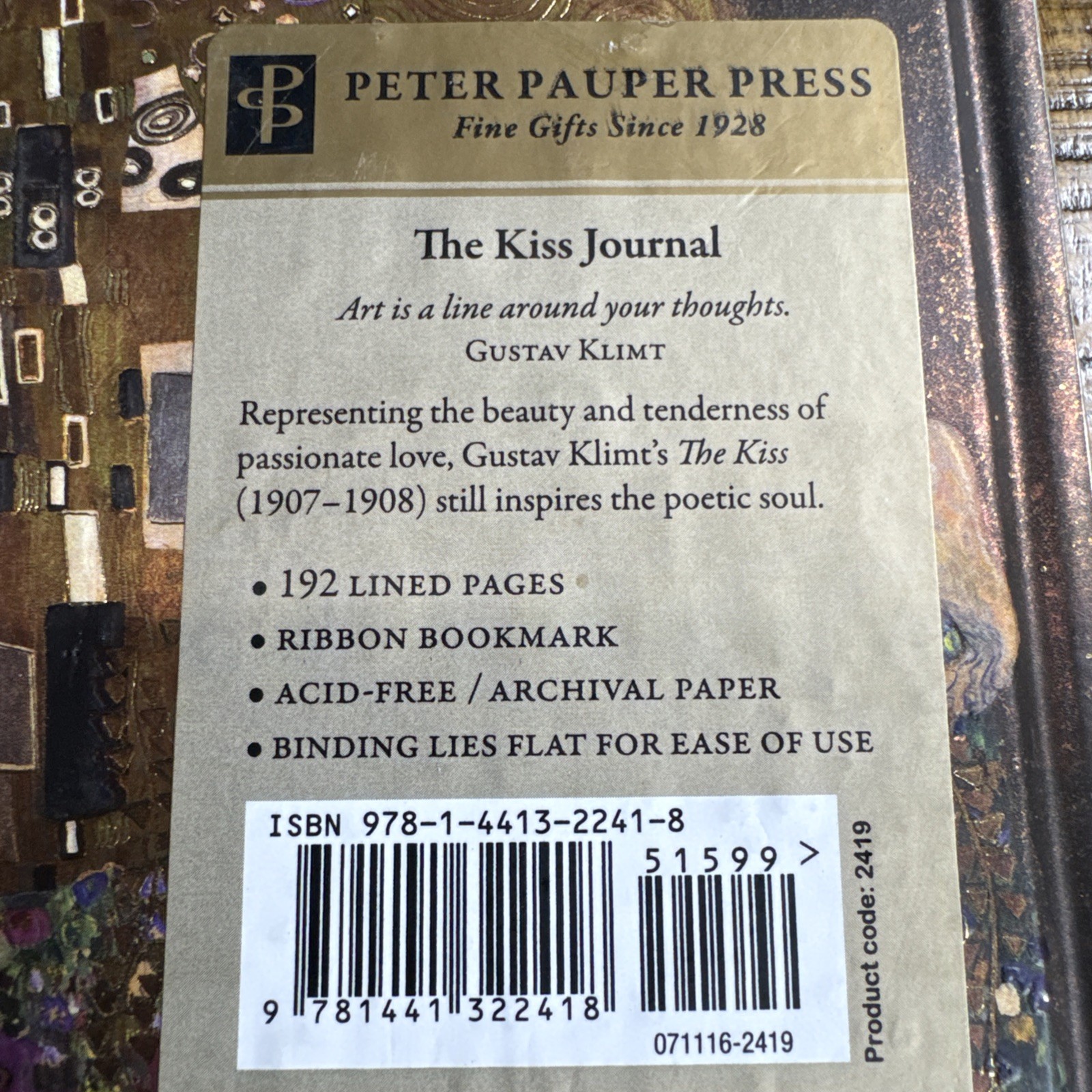 New Peter Pauper Press Notebooks Gustav Klimt “The Kiss” Foiled Journal 192Pg
