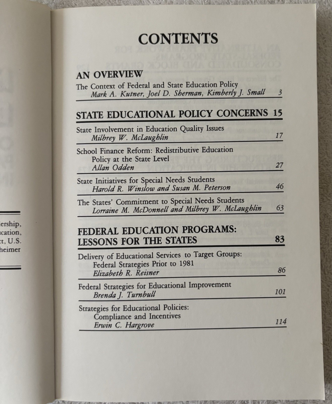 NEW DIMENSIONS of the Federal-State Partnership in Education, Mark Kutner, 1982