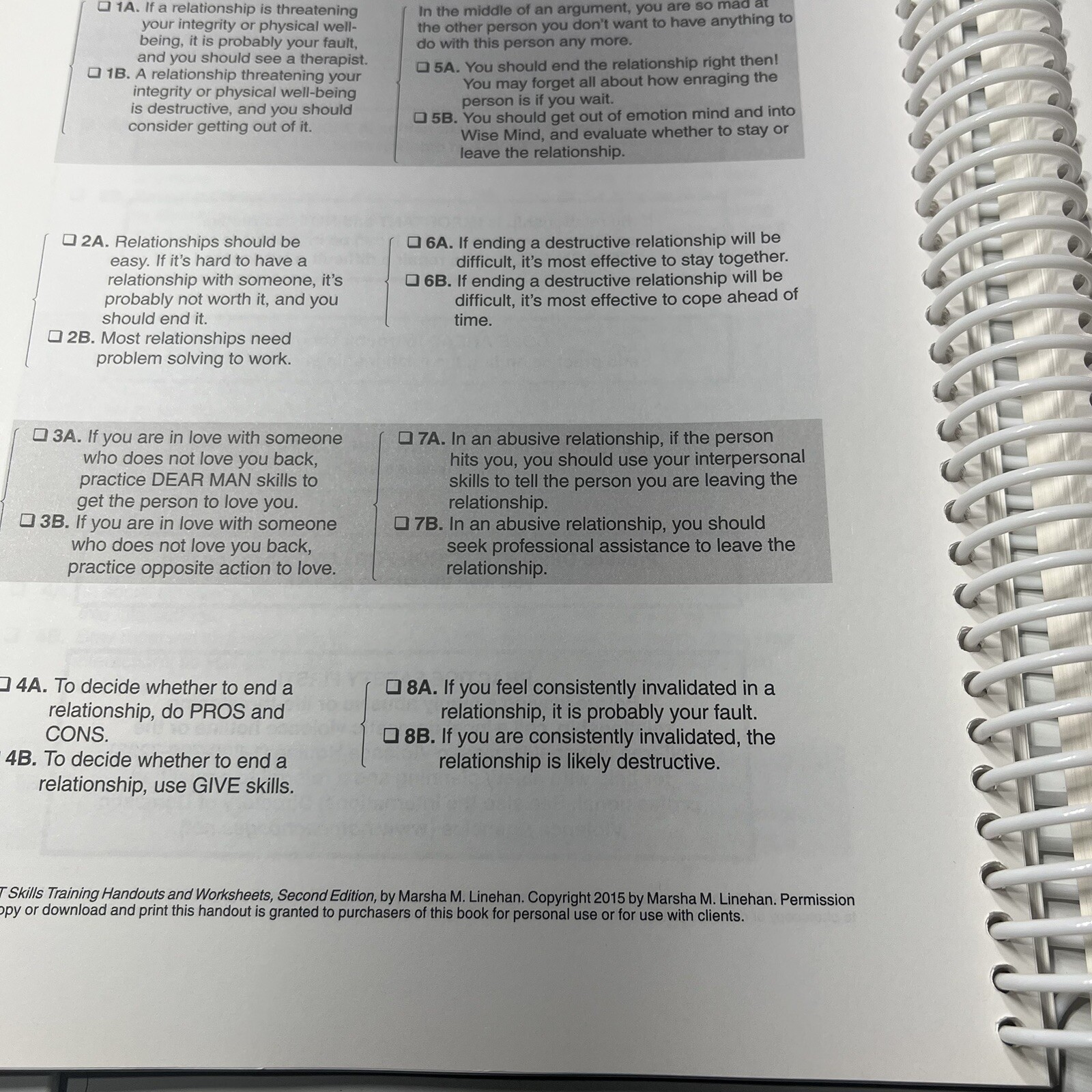DBT Skills Training Handouts and – Paperback, by Linehan Marsha M. – Good