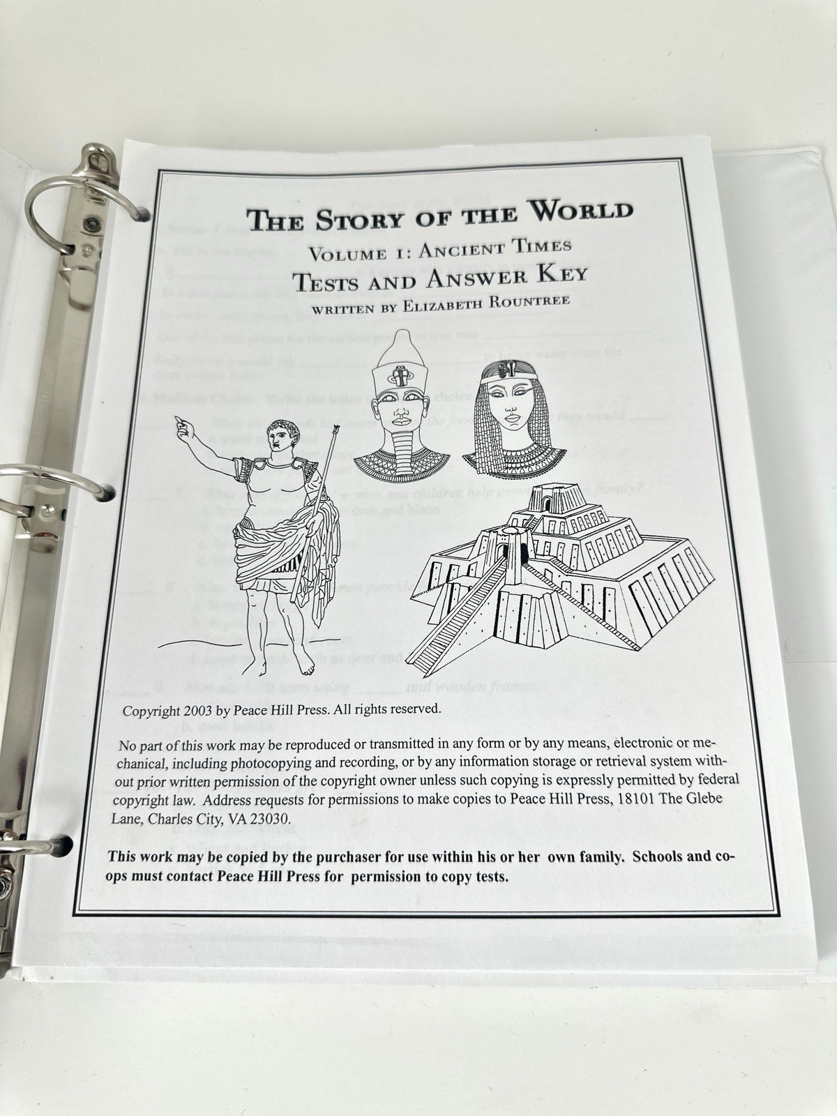 Story Of The World: Volume 1 Student Pages and Tests with Answer Key, In Binder