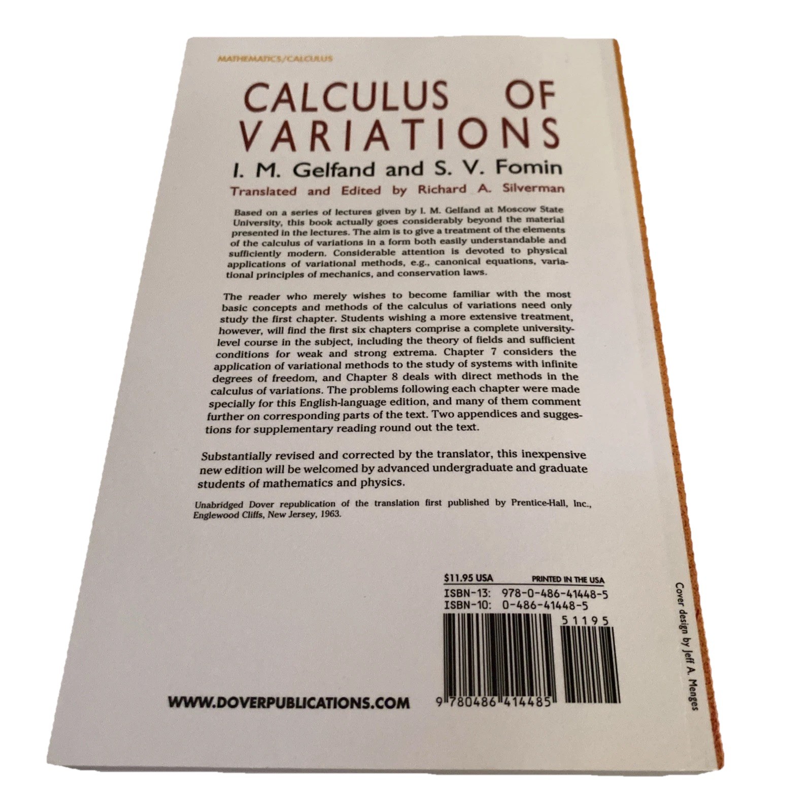 Calculus of Variations [Dover Books on Mathematics] I. M. Gelfand & S V Fomin PB