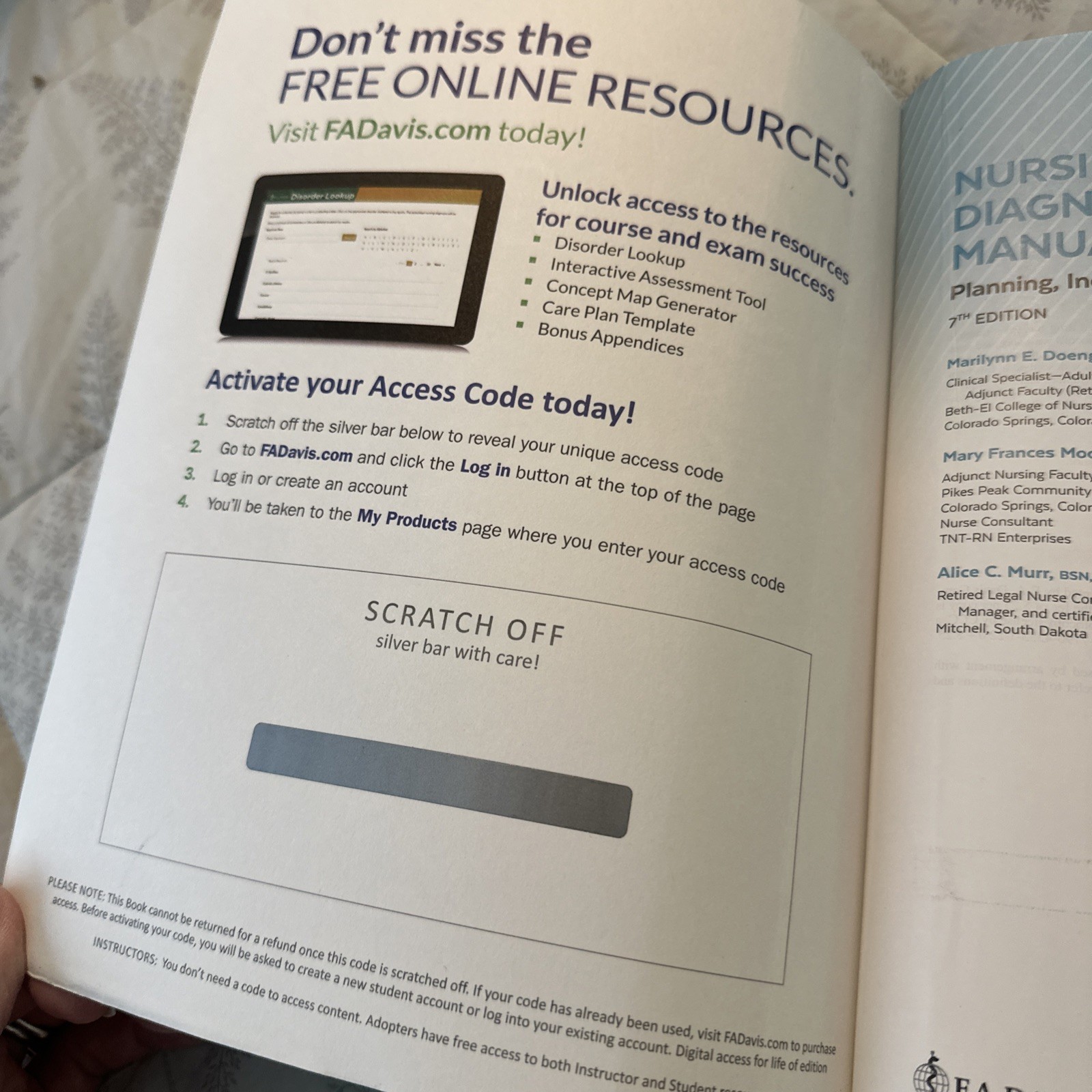 Nursing Diagnosis Manual 7th edition F. A. Davis NEW 2022 Access Code intact