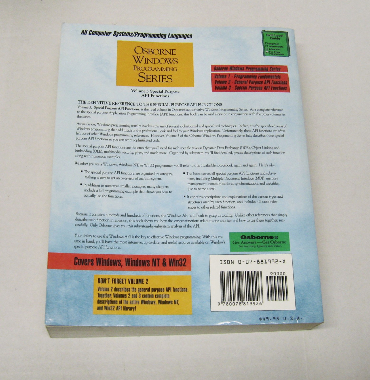 Osborne Windows Programming Book Set – Schildt – Vintage – C/C++ – 4 Book LOT