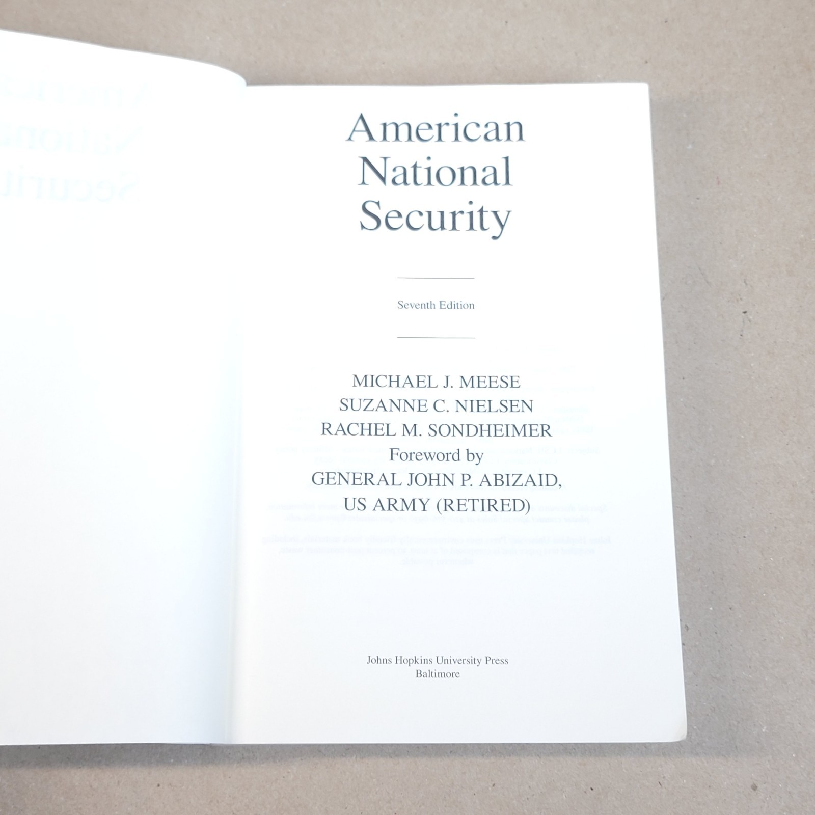 American National Security Seventh Edition by Michael J. Meese Paperback