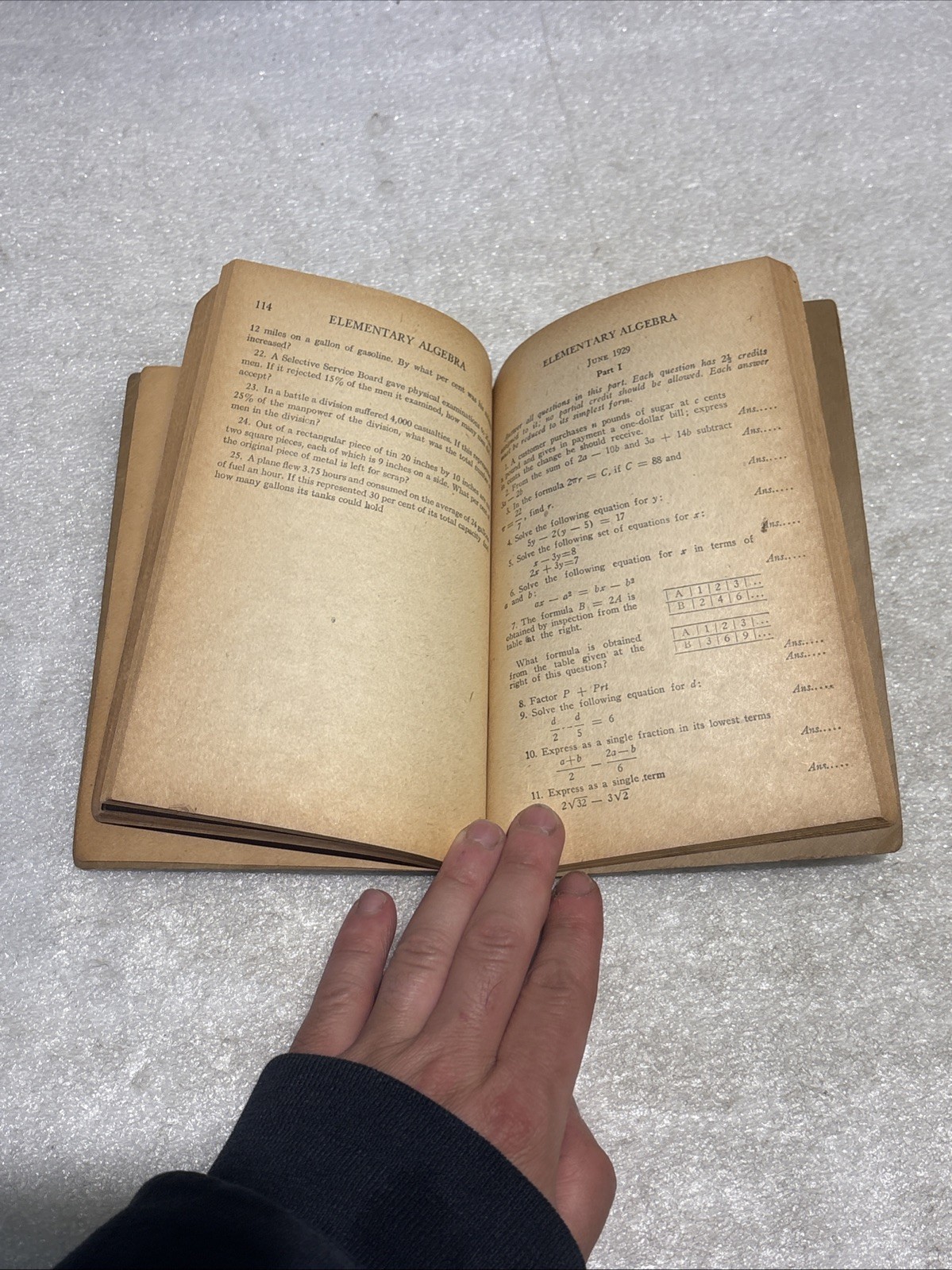 Rare & Vintage Paperback Elementary Algebra 192 Pages 1946 Cambridge Book Co.