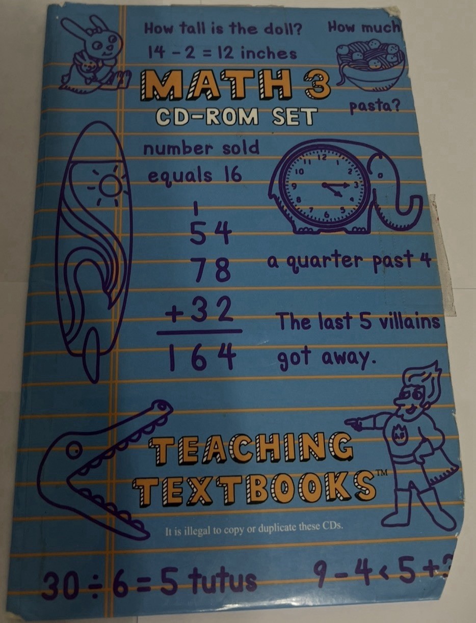 Teaching Textbooks 3rd grade Math 3 Complete Set text,CD’s Answer Book Pre owned