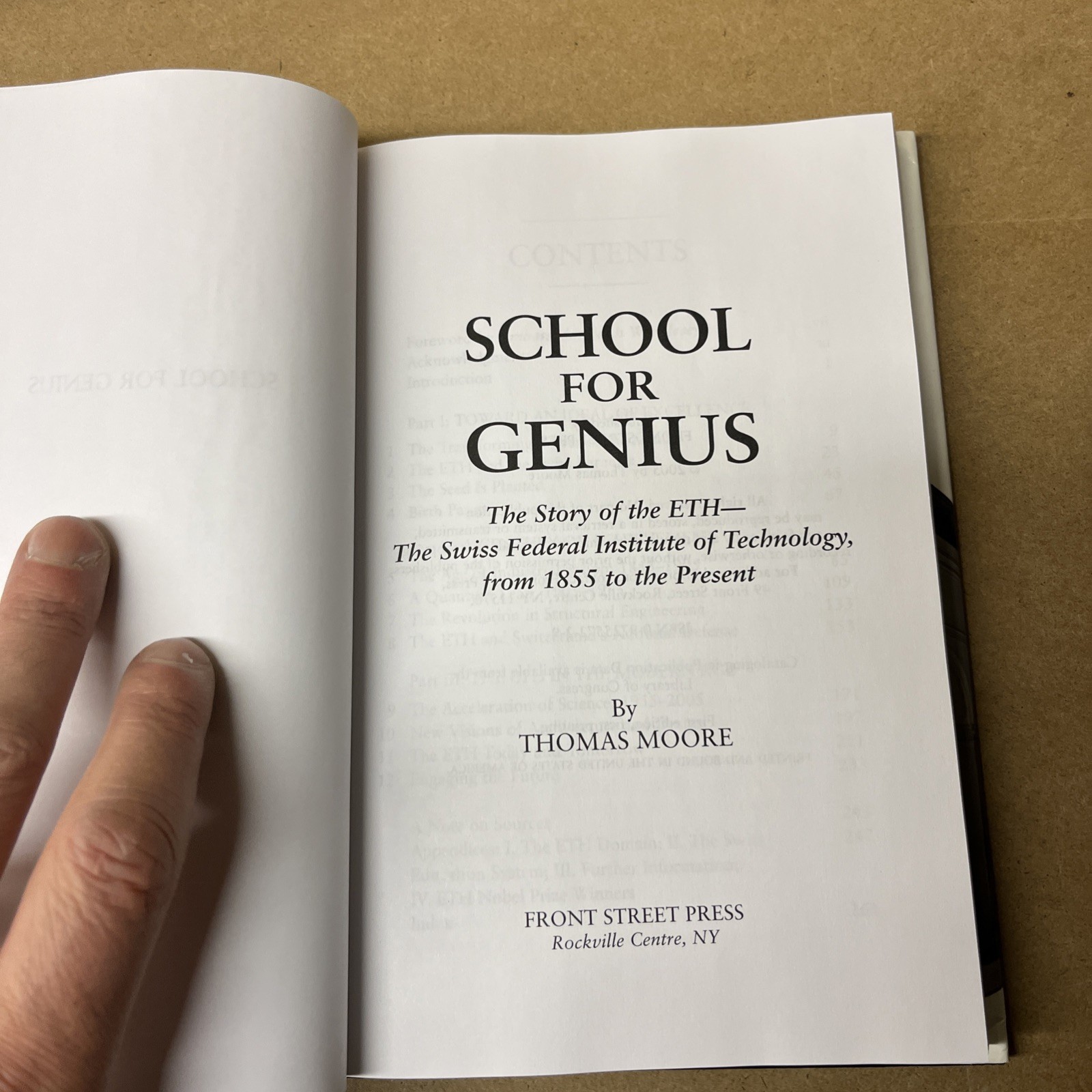 School for Genius: Swiss Federal Institute by Thomas Moore (2005, Hardcover) VG