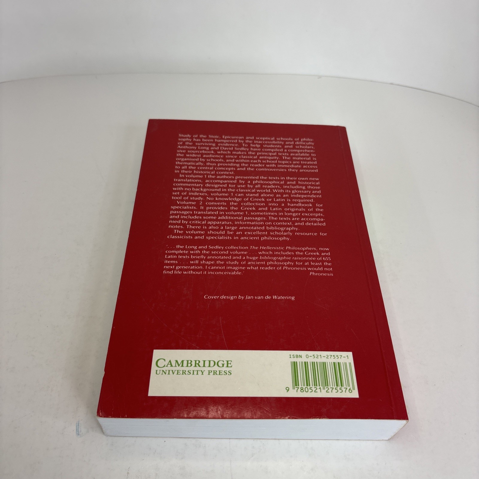 The Hellenistic Philosophers 2 Volumes (Translations, Latin, Greek) CAMBRIDGE