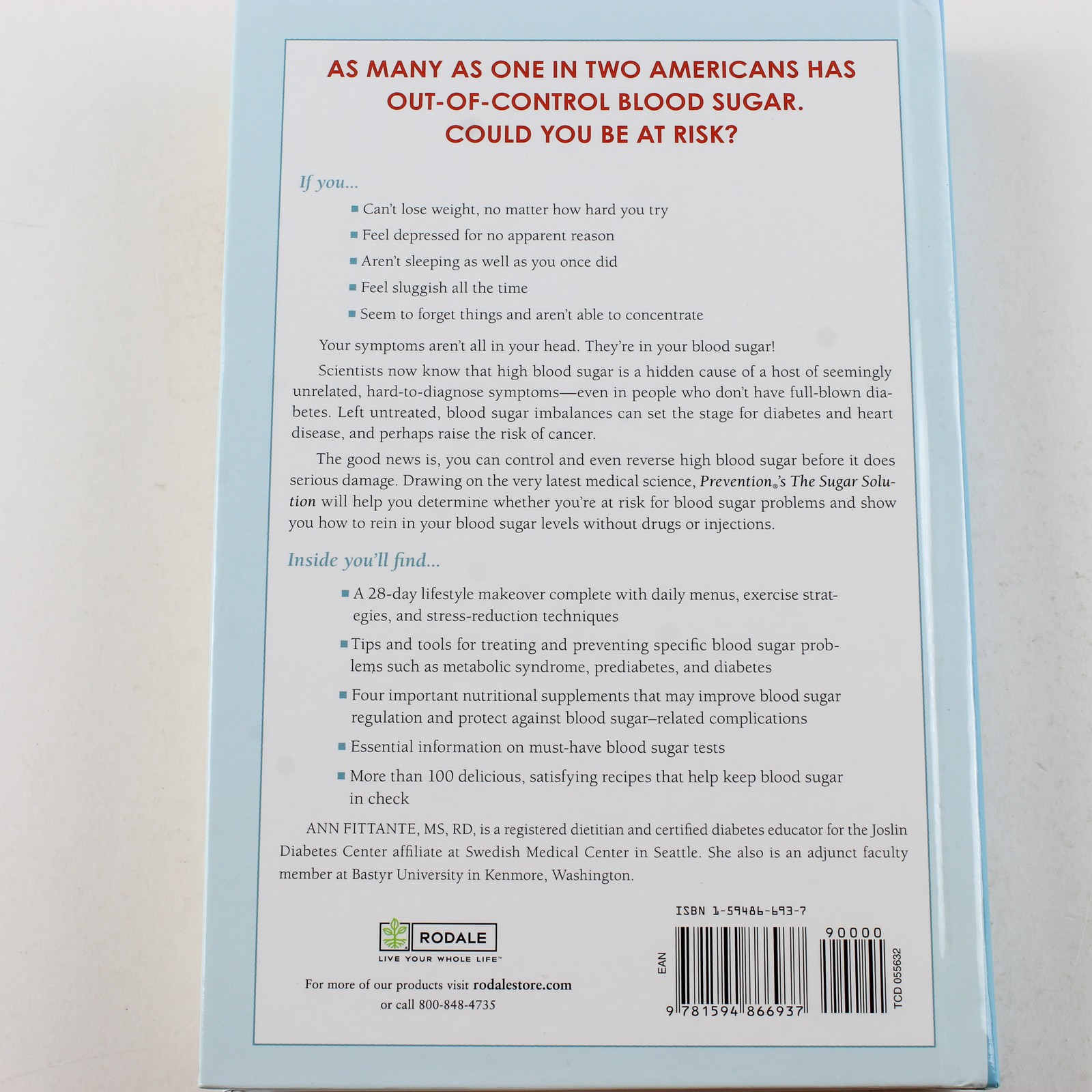 Prevention’s The Sugar Solution by Ann Fittante – Hardcover Book, Good Condition