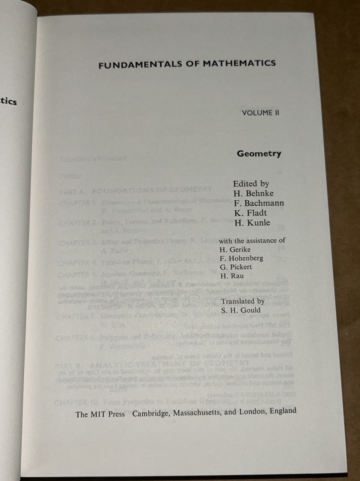 1987 Fundamentals of Mathematics: Volume II Geometry By MIT Press 4th Printing