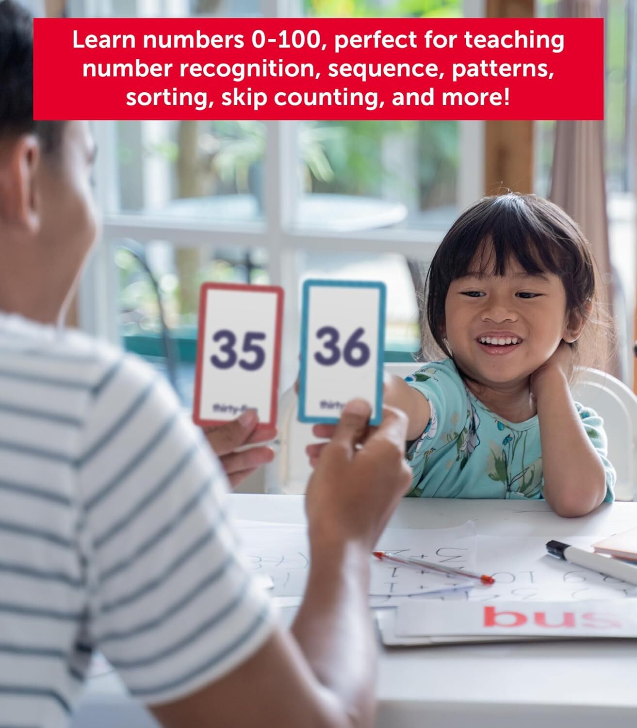 Flash Cards: Numbers 0 – 100, 56 cards , Ages 3 4 5 6 Preschool 3 Language Engli