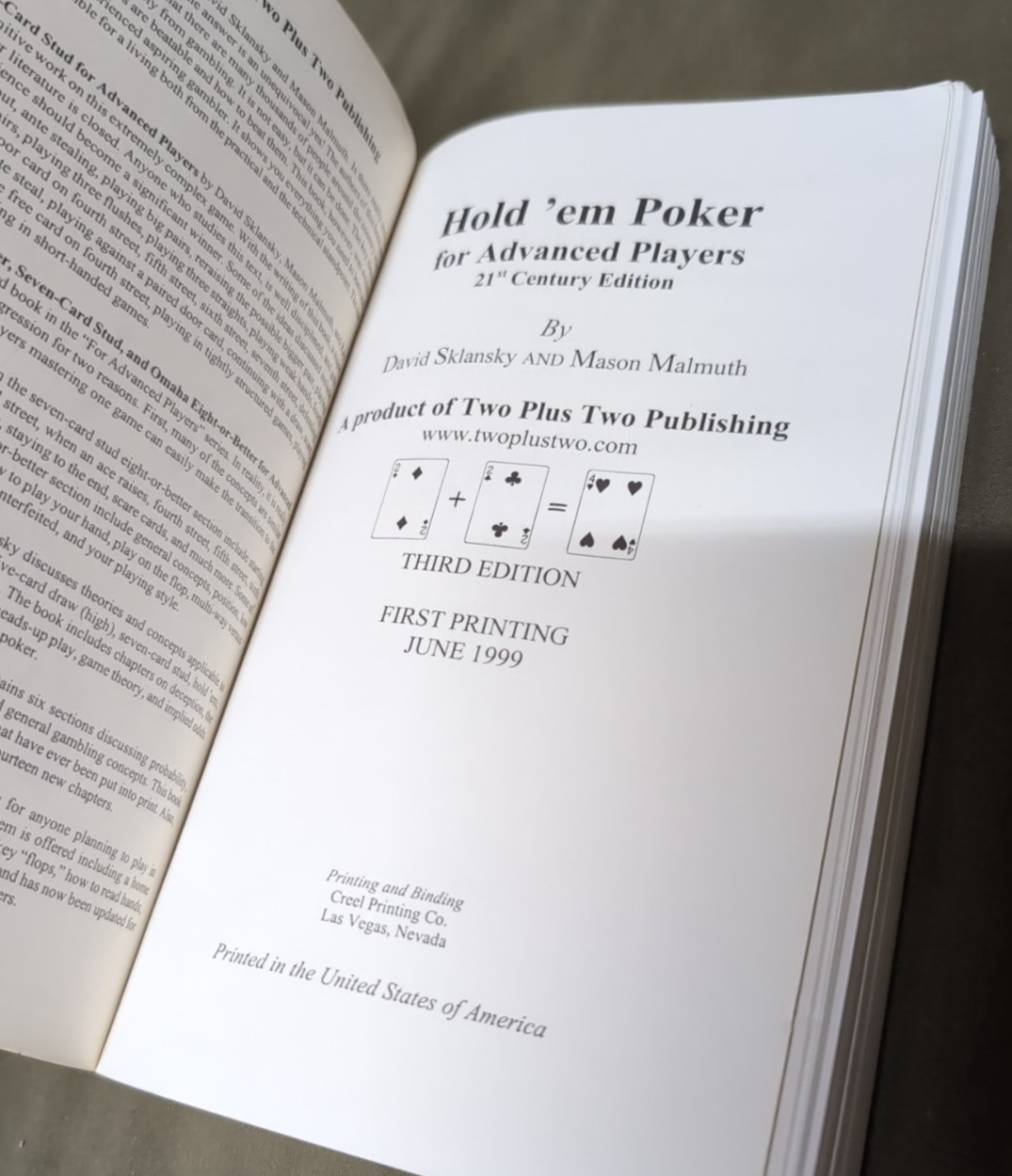 Hold’em Poker for Advanced Players (3rd Ed, 1999) – Sklansky & Malmuth –