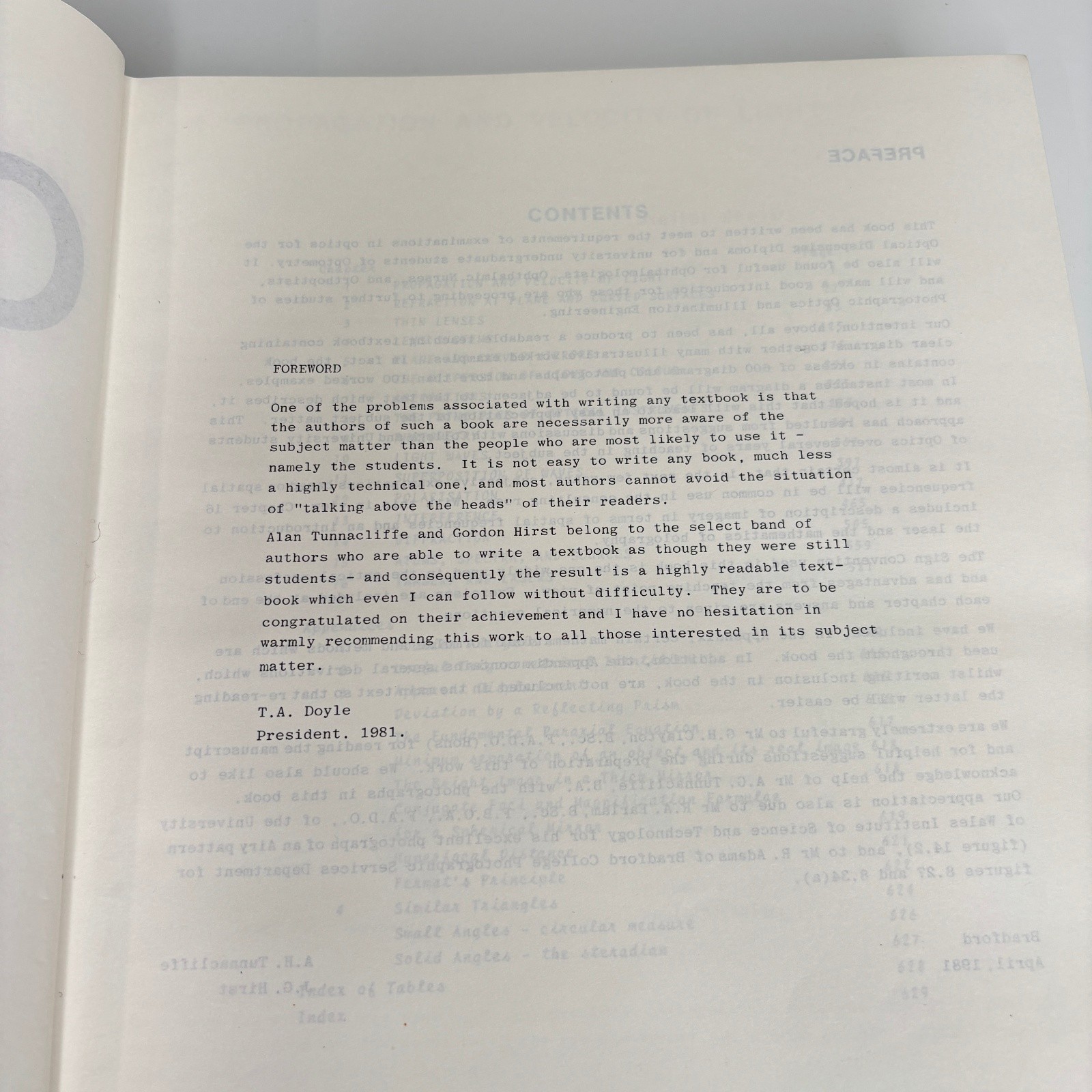 Optics AH Tunnacliffe & JG Hirst 1981 Signed Physics Optics Academic Reference
