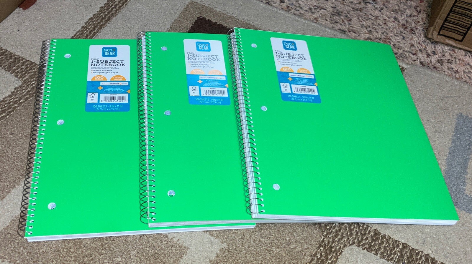 (6)Pen + Gear College Ruled 9”x11” Poly 1-Subject Notebook with Inside Pockets