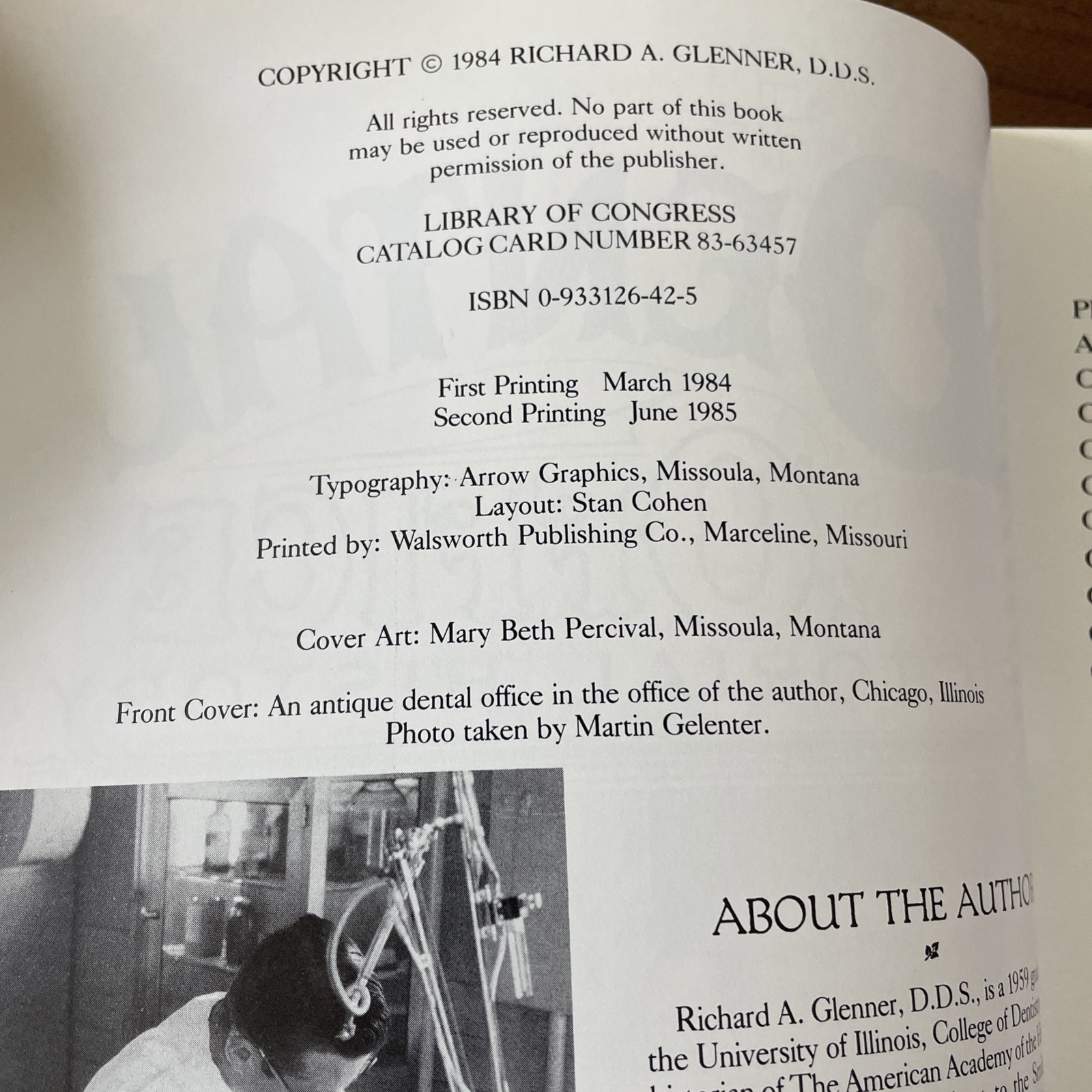 The Dental Office: A Pictorial History by Richard A. Glenner, D.D.S. 1984