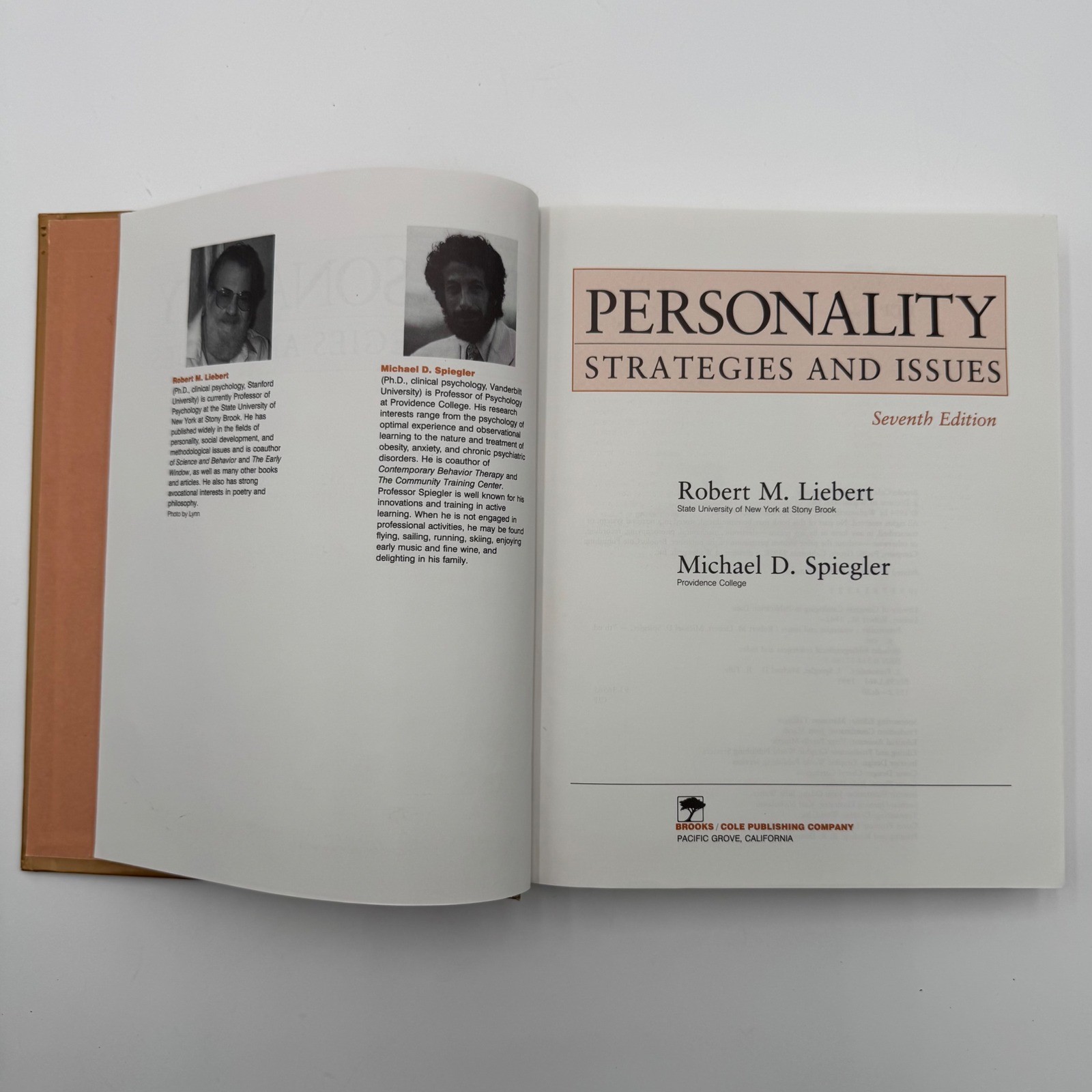 Brooks Cole Personality Strategies and Issues 7th Ed Liebert Spiegler Textbook