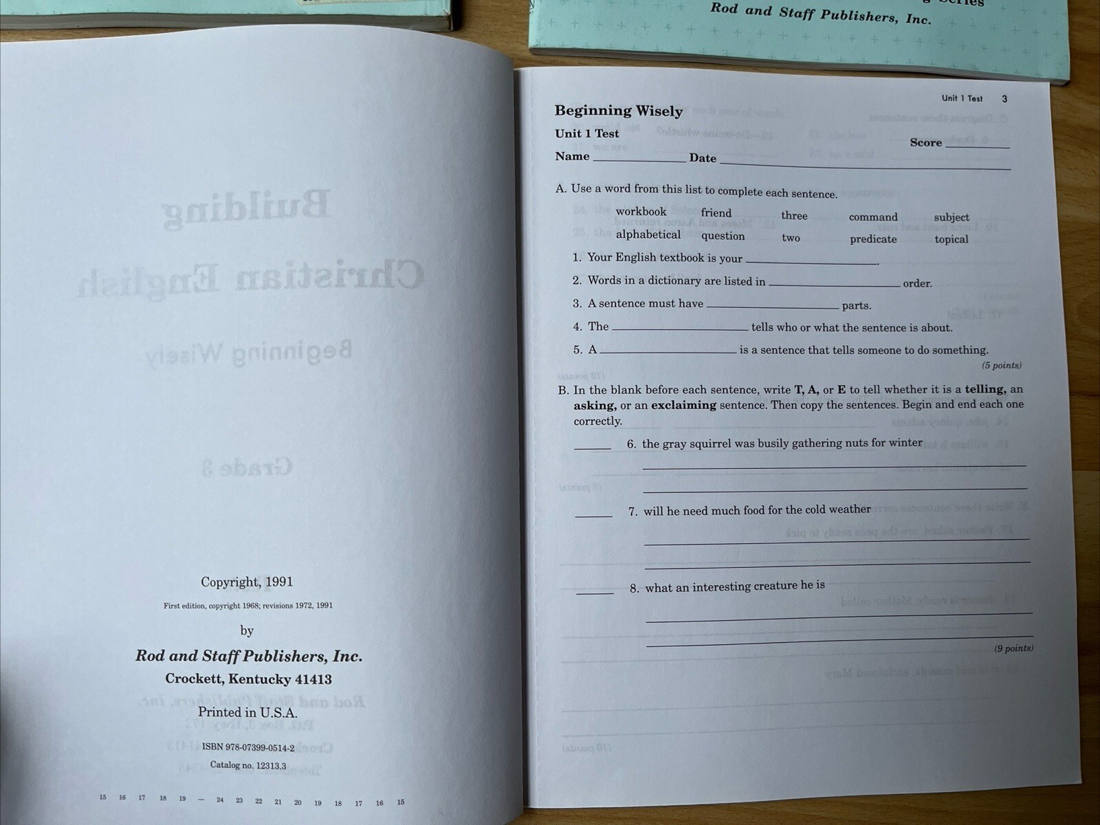 Rod and Staff Grade 3 Exploring Arithmetic Beginning Wisely English Worksheets