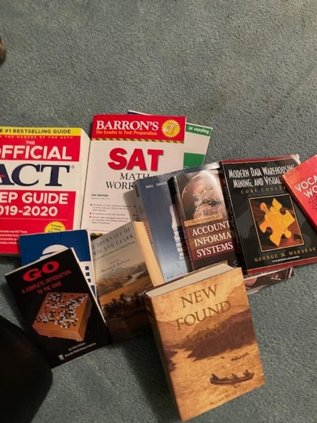 Various new and used textbooks