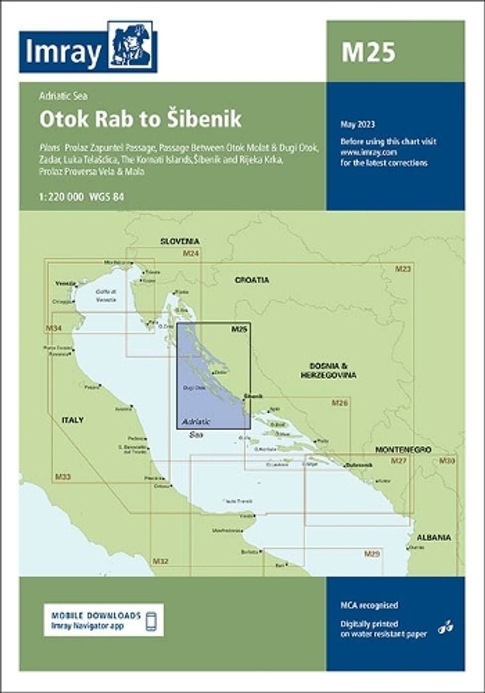 M25 Otok Rab to Sibenik by Imray M. Series Folded Book