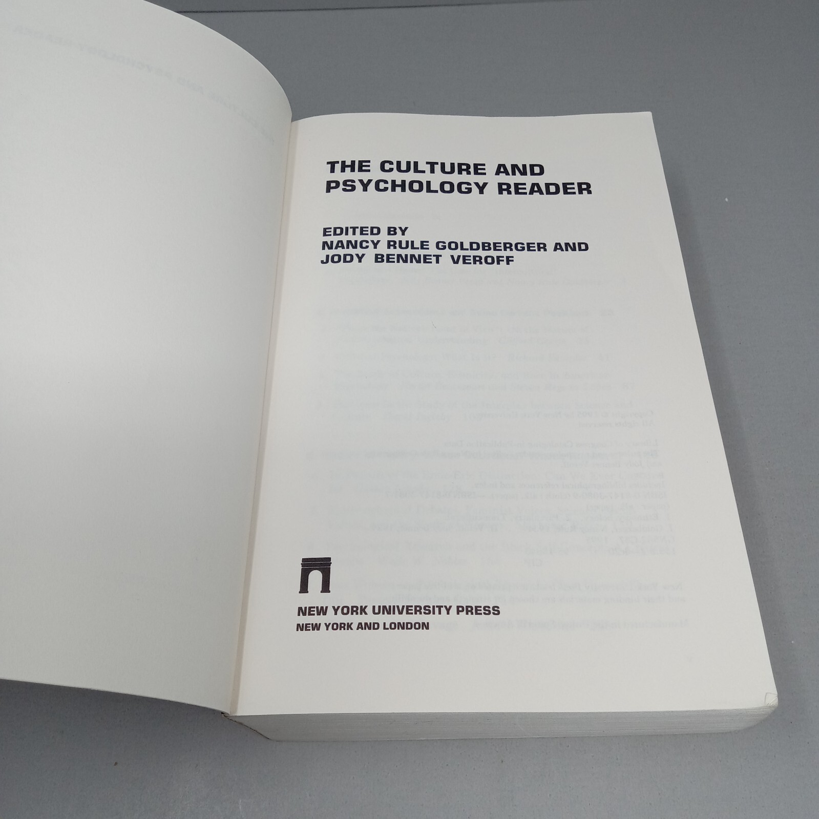 The Culture And Psychology Reader: 1995 PB Jody Veroff & Nancy Rule Goldberger