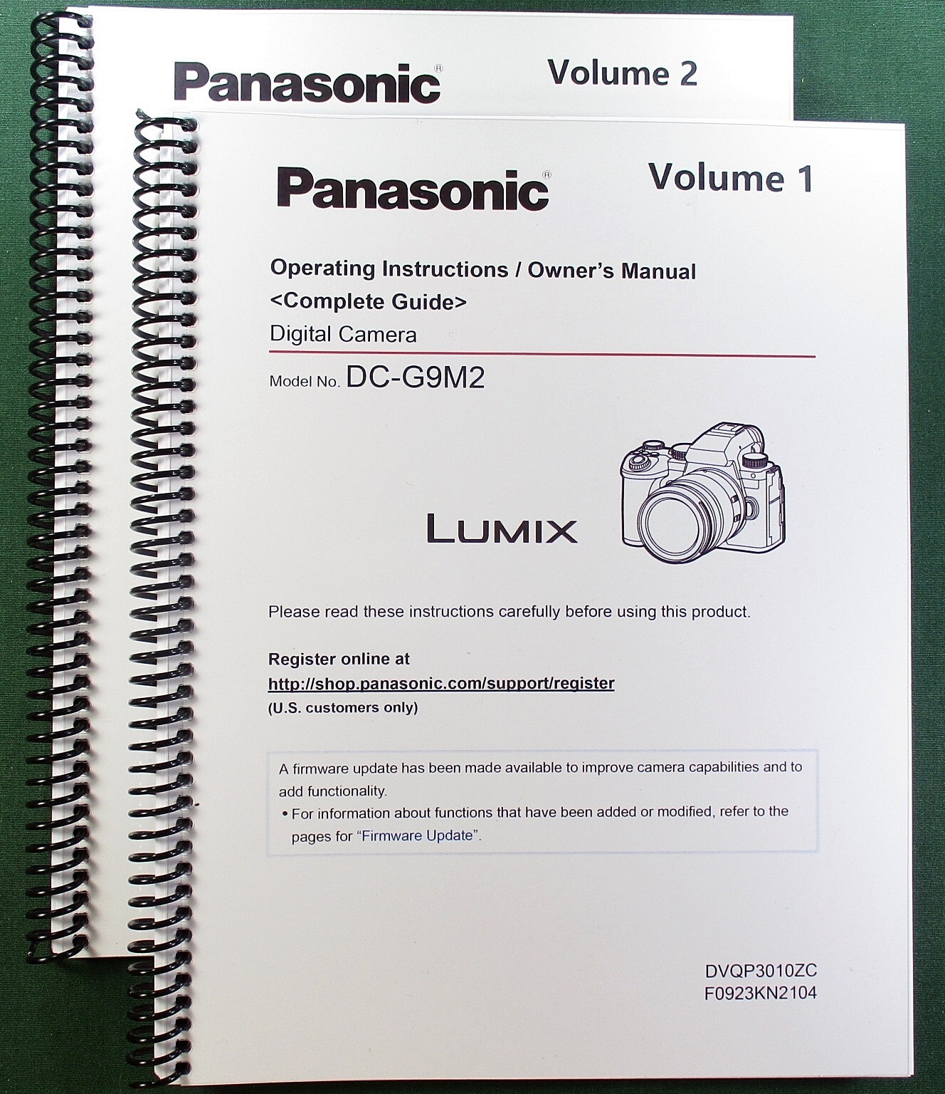 Panasonic Lumix DC-G9M2 Owner’s Manual: Full Color two Volume set 881 pages!