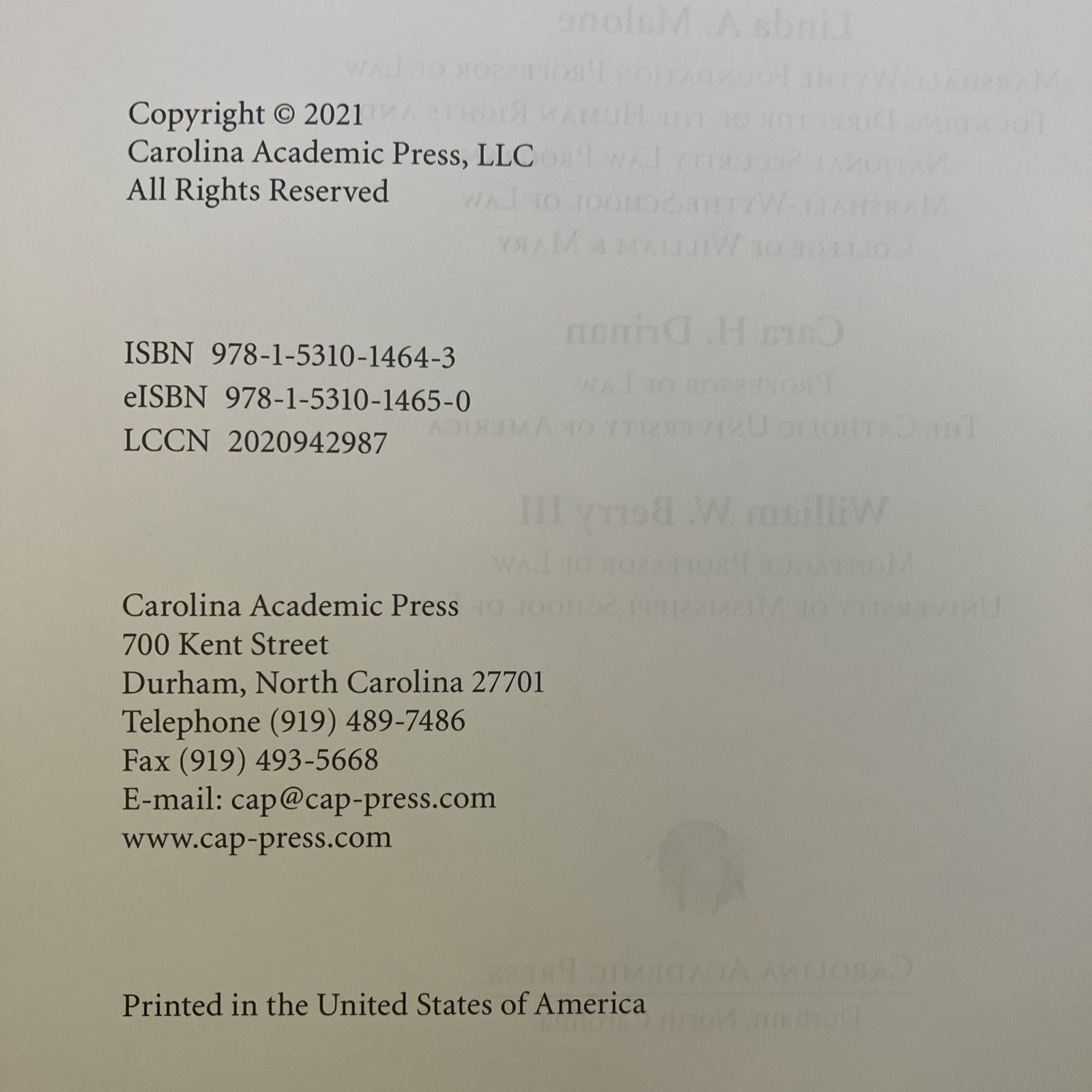 Criminal Law, Ninth Edition – Carolina Academic Press, Hardcover, Used GOOD