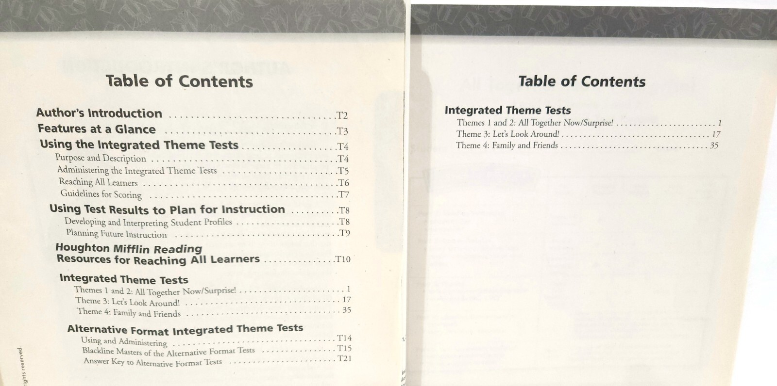Houghton 1st Grade Reading INTEGRATED THEME TESTS Teacher & Blackline 1.1-1.5