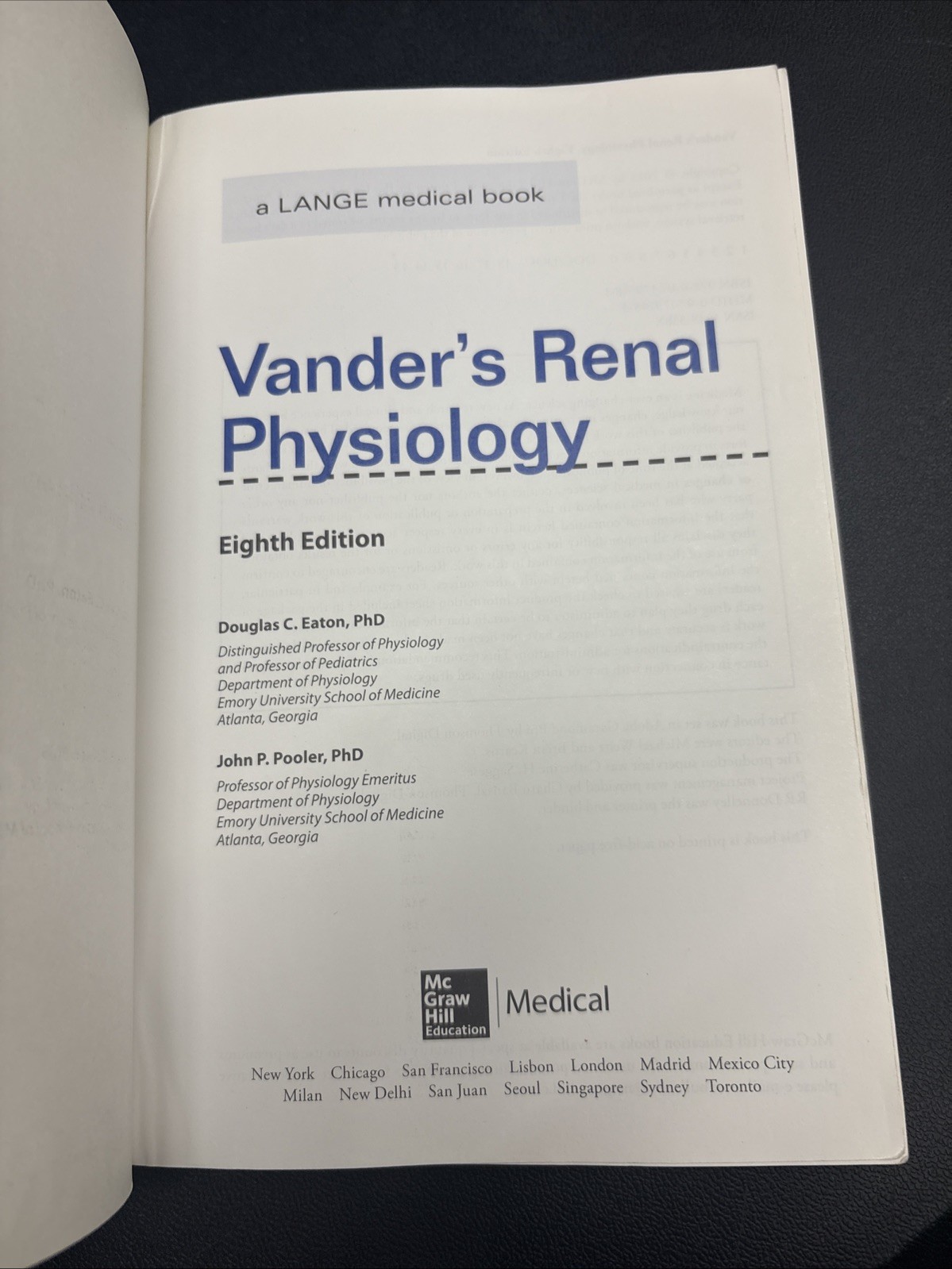 Vanders Renal Physiology, Eighth Edition by John Pooler and Douglas C. Eaton…