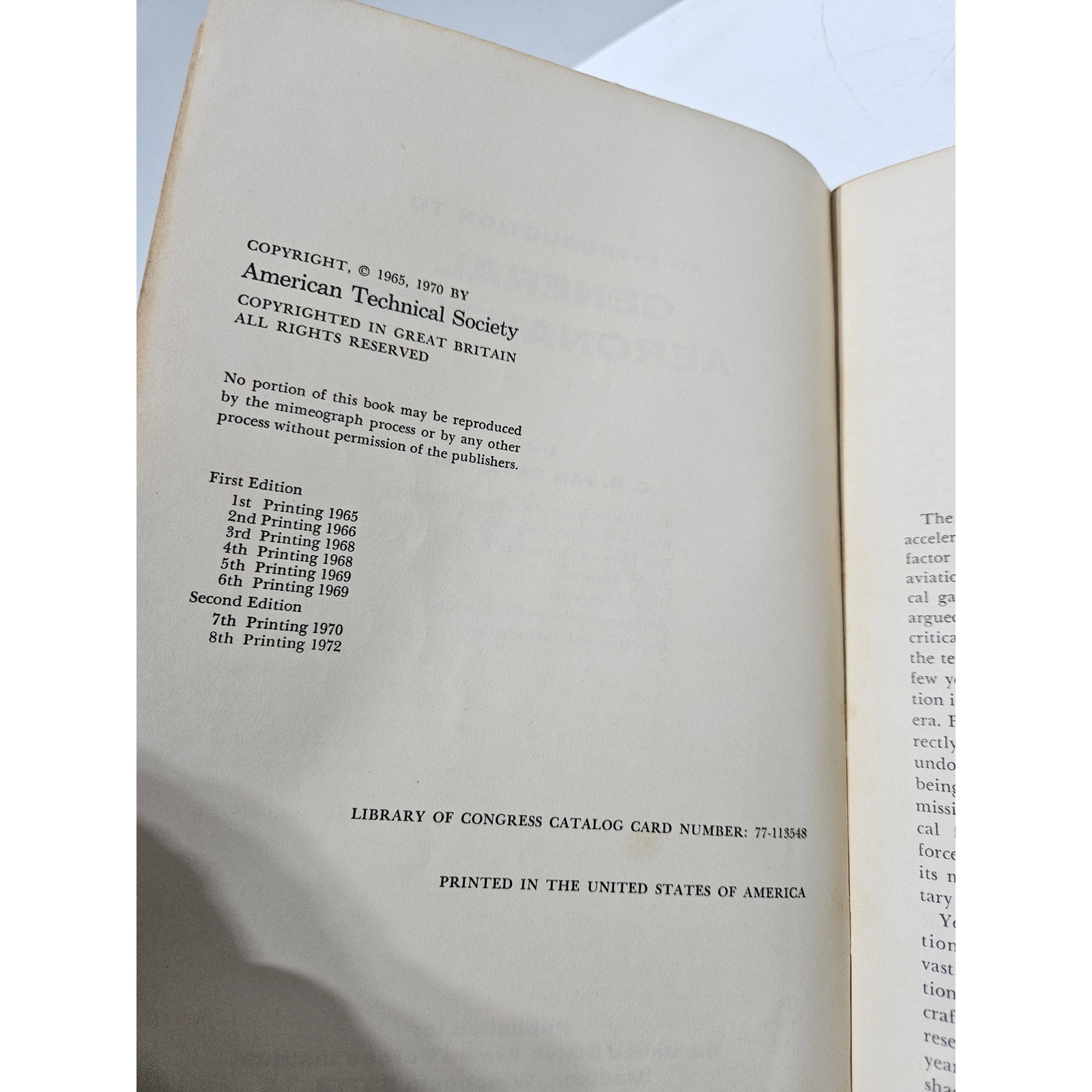 E700 An Introduction to General Aeronautics Second Edition by Deventer 1970