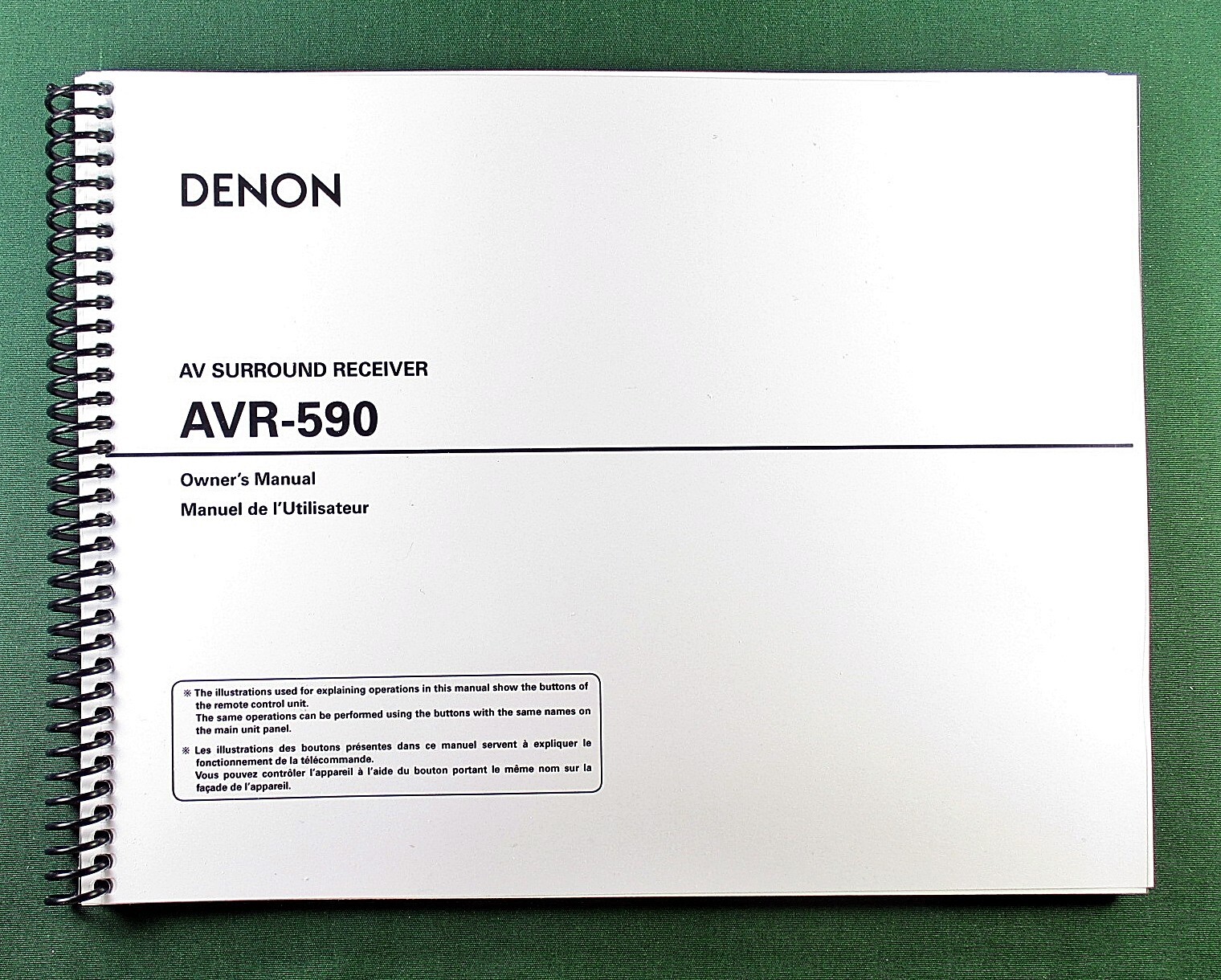 Denon AVR-590 Instruction Manual: 67 Pages & Protective Covers!