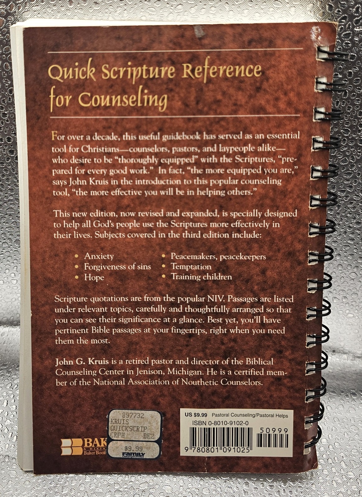 Quick Scripture Reference for Counseling 3rd Edition John G. Kruis Spiral Bound