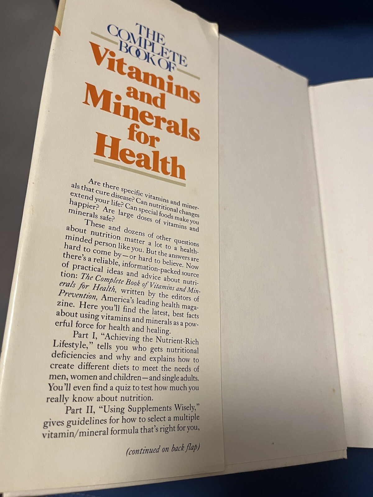 Complete Book of ✨Vitamins and Minerals for Health by Prevention Magazine, HC